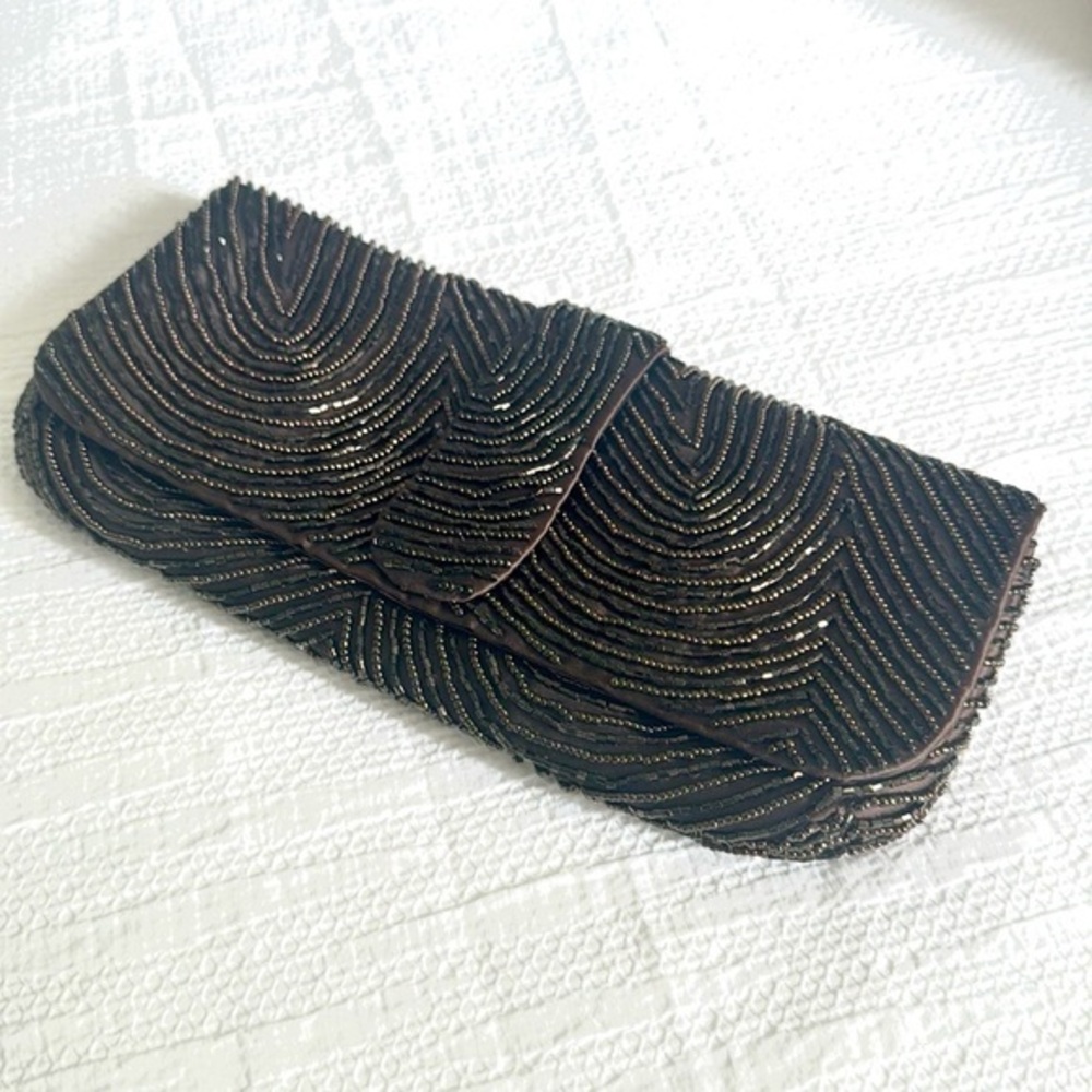 Talbots Brown Beaded Clutch